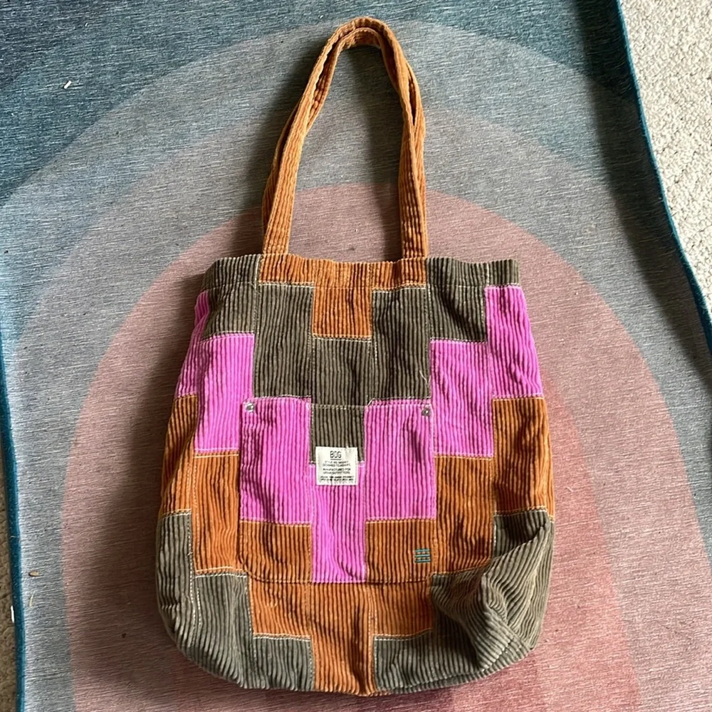 BDG Patchwork Tote Bag - Pink, Green, and Brown - Picture 6 of 14